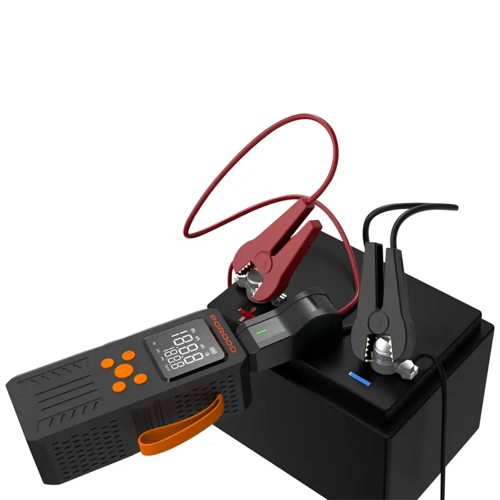Porodo 4-in-1 Multifunctional Air Pump and Car Starter with 150PSI, Auto Stop, and SOS Light - Black - Image 3