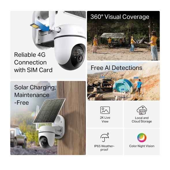 TP-Link Tapo C615G KIT Solar-Powered Pan/Tilt 4G LTE Security Camera Kit - Image 2