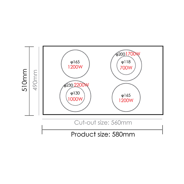 Startec Built-In Ceramic Hob 60cm, ER4604T - Stainless Steel Structure - Image 6