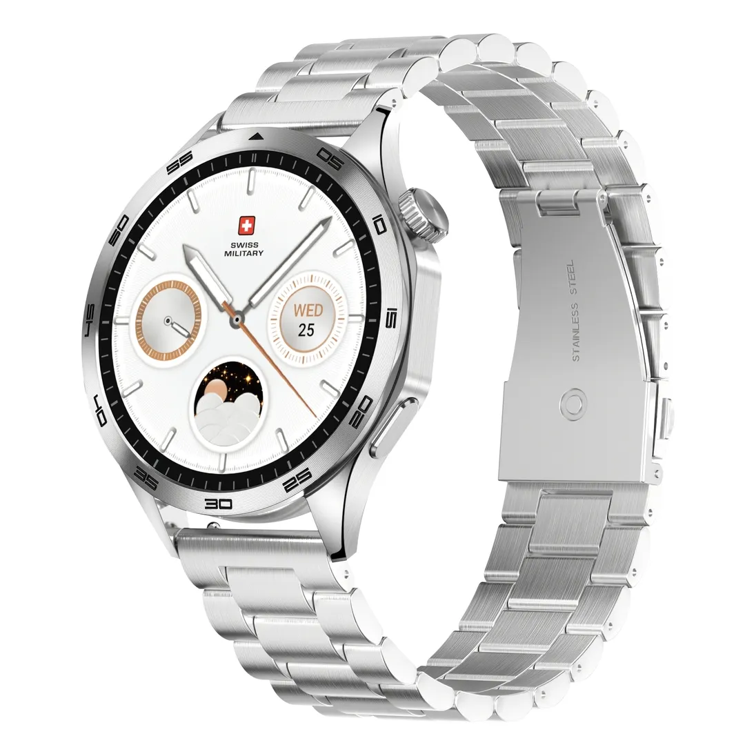 Swiss Military Swiss International Smartwatch - Silver Frame with Stainless Steel Strap - Image 2