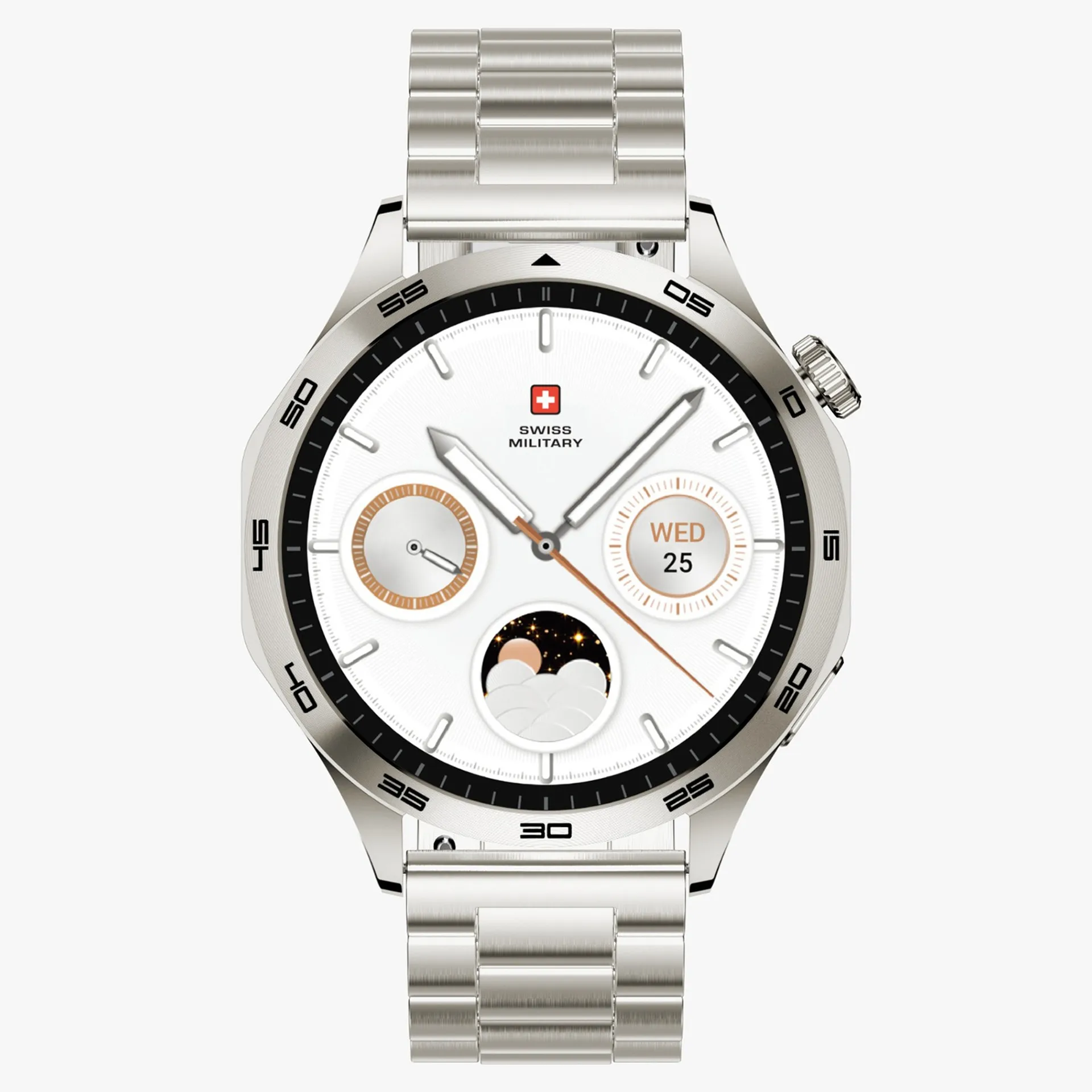 Swiss Military Swiss International Smart Watch, 1.43 AMOLED Display, Gold Frame with Gold Metal Strap - Image 2