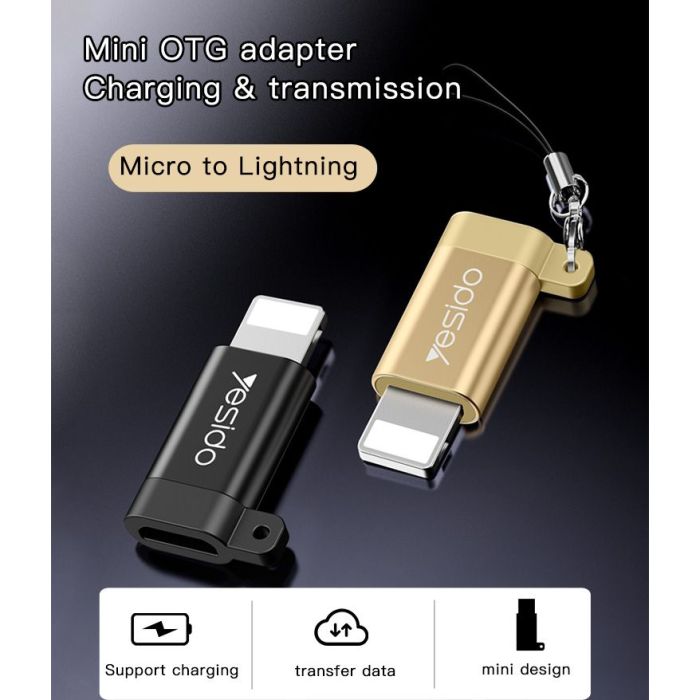 Yesido GS05 Lightning to Micro Aluminum Alloy TPE Anti-lost Lanyard Mini OTG Adapter Charging Transmission - Image 2