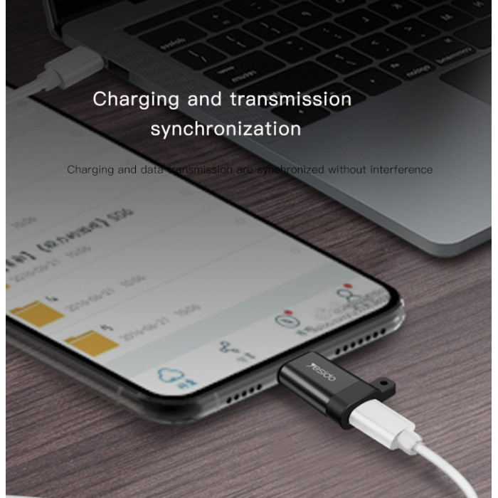 Yesido GS05 Lightning to Micro Aluminum Alloy TPE Anti-lost Lanyard Mini OTG Adapter Charging Transmission - Image 4