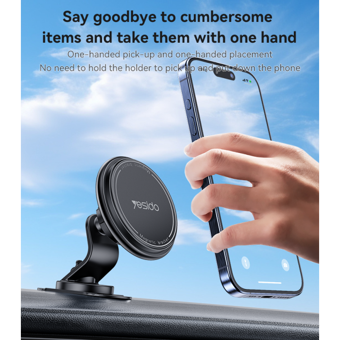 Yesido C220 Built-in Cable Organizer 360 Degree Rotation And Paste The Magnetic Chuck Phone Holder - Image 4