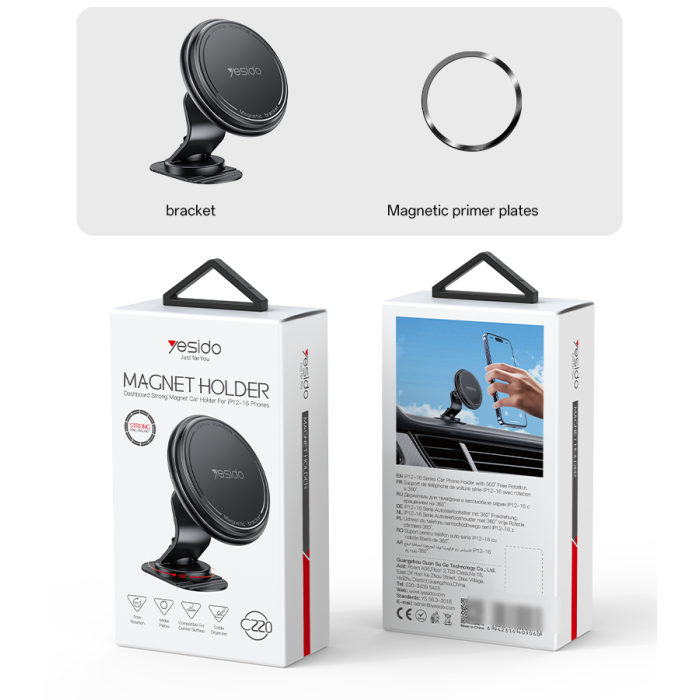 Yesido C220 Built-in Cable Organizer 360 Degree Rotation And Paste The Magnetic Chuck Phone Holder - Image 5