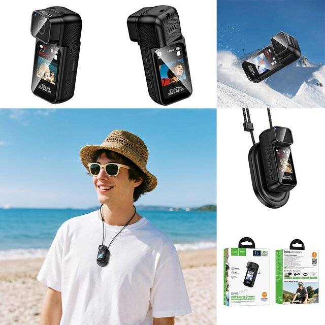 Hoco DV105 Sports Camera 2MP Magnetic Lanyard 1080P/30FPS - Image 3