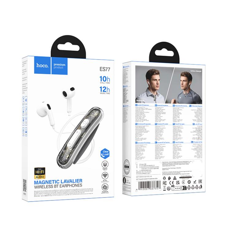 Hoco ES77 Graceful Lavalier Bluetooth Earphone - White - Image 5