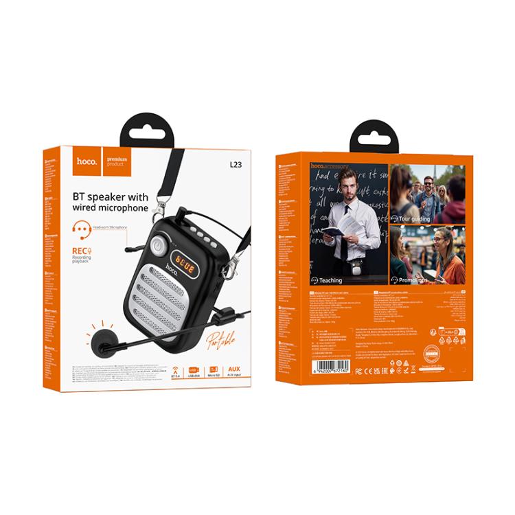 Hoco L23 Lemony Speaker with Wired Microphone - Black - Image 8
