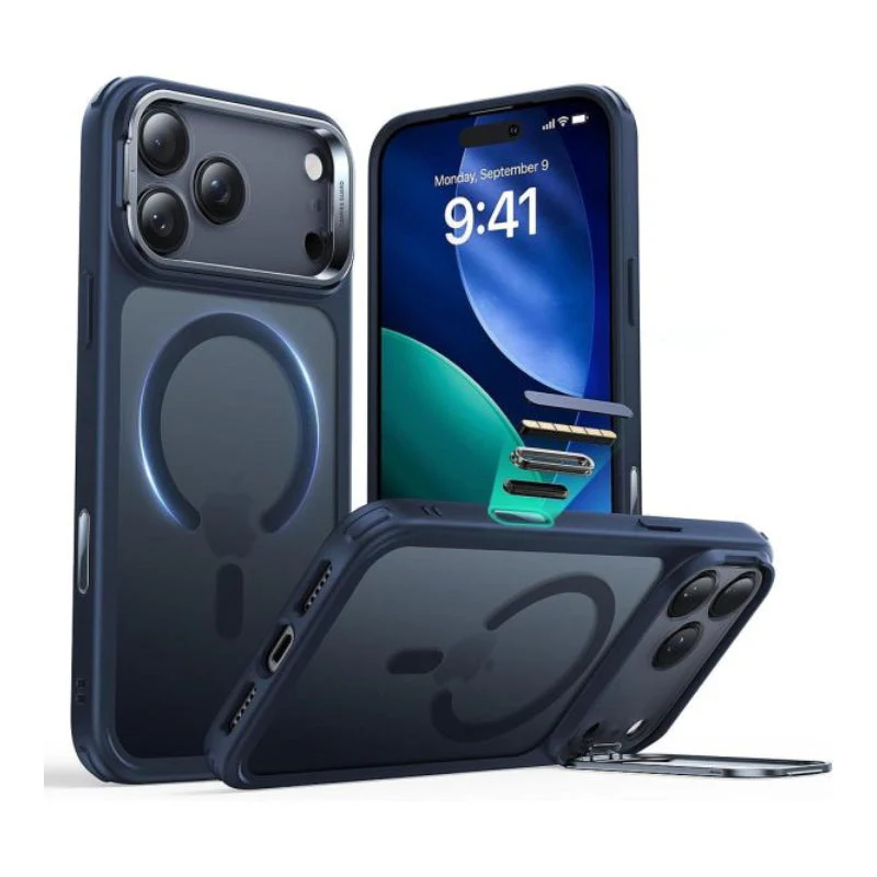 ESR HaloLock Classic Hybrid Case with Stash Stand (Camera Control Button) Case For Apple iPhone 17 Pro Max - Frosted Blue