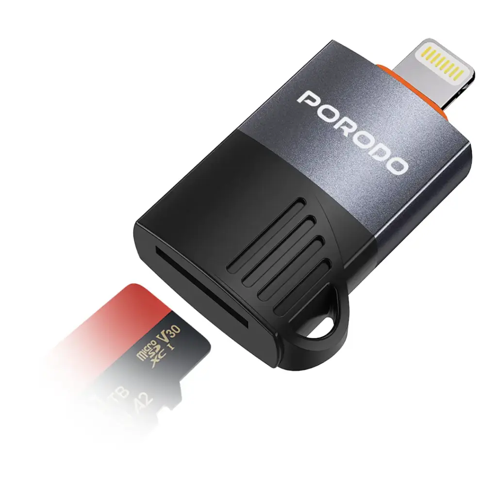 Porodo Lightning | OTG TF Card Reader - Black
