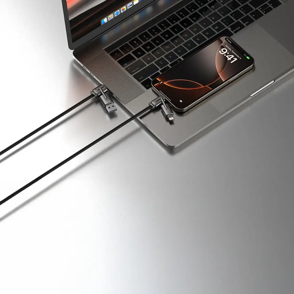 Porodo 4-In-1 Charging And Data Transfer Cable - Black - Image 4