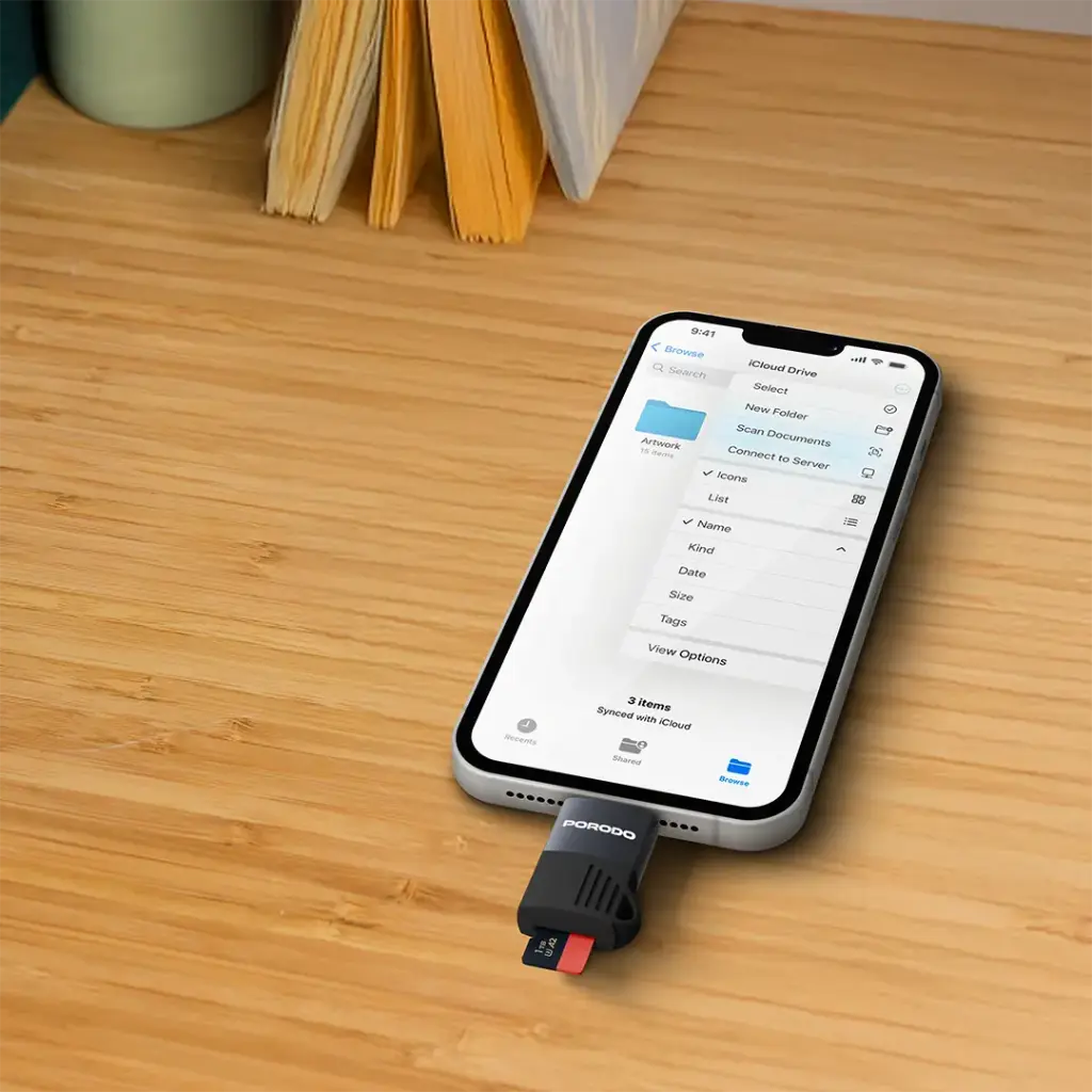 Porodo Lightning | OTG TF Card Reader - Black - Image 2