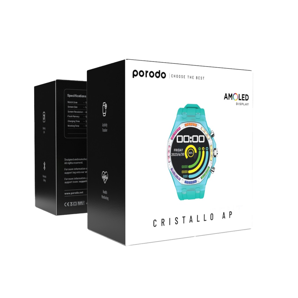 Porodo Transparent Cristallo AP Smartwatch AMOLED Display - Blue - Image 8
