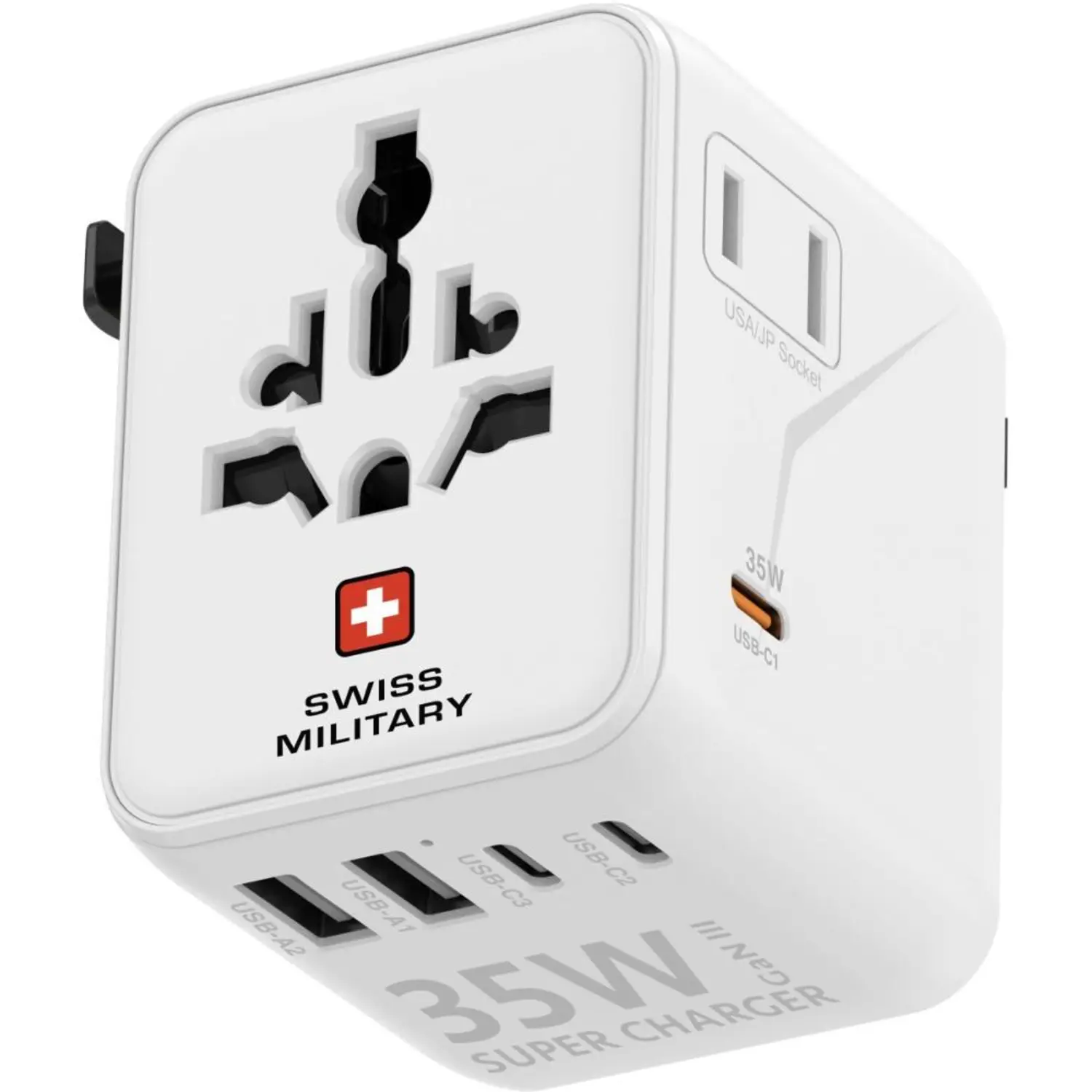 Swiss Military 35W GaN International Travel Adaptor - White
