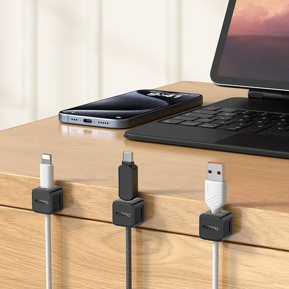 YESIDO Magnetic Cable Organizer - 4 Pieces (C216) - White - Image 2
