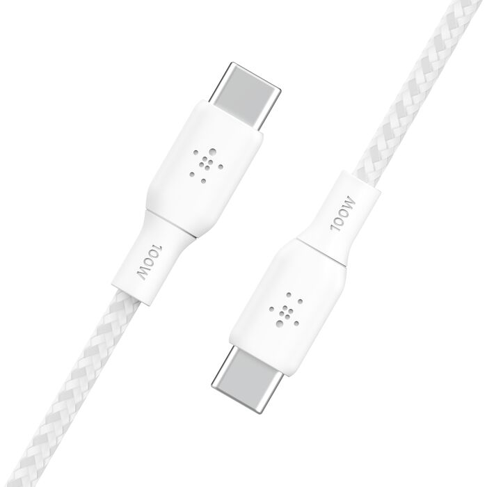 Belkin Boost Charge USB-C to USB-C Braided Cable 100W PD, 2M - White - Image 2
