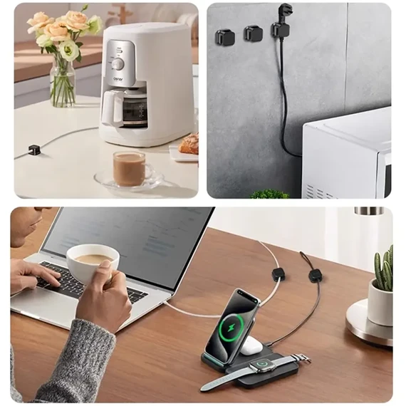 YESIDO Magnetic Cable Organizer - 4 Pieces (C216) - White - Image 5