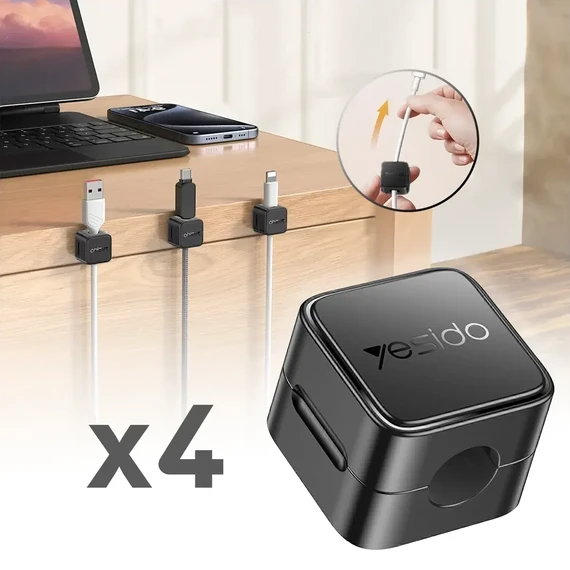 YESIDO Magnetic Cable Organizer - 4 Pieces (C216) - White - Image 3