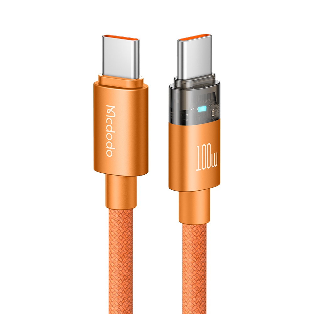 Mcdodo CA-5585 100W Type-C to Type-C Clear Charging Cable with Light, 1.5m - Orange - Image 4