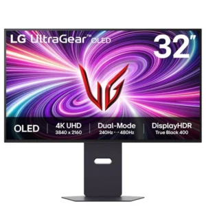 LG UltraGear Dual-Mode OLED 32-Inch 4K UHD 240Hz/FHD 480Hz, 0.03ms, HDMI 2.1 G-Sync Adaptive Sync & FreeSync Premium Pro Gaming Monitor - Black