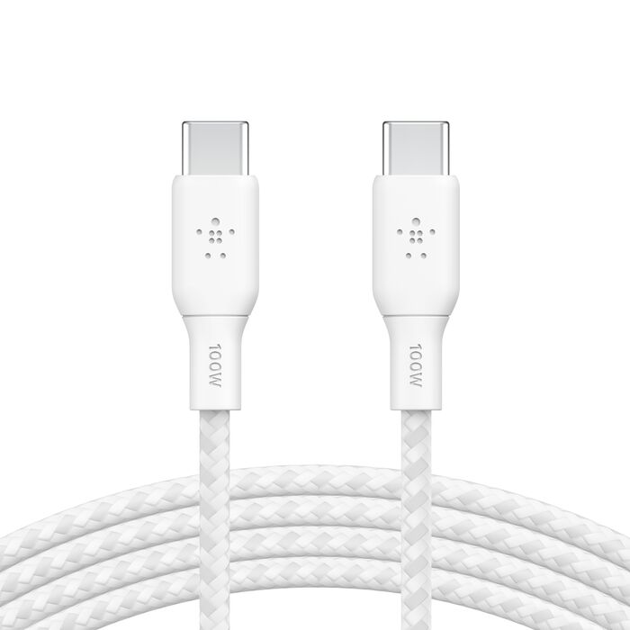Belkin Boost Charge USB-C to USB-C Braided Cable 100W PD, 2M - White