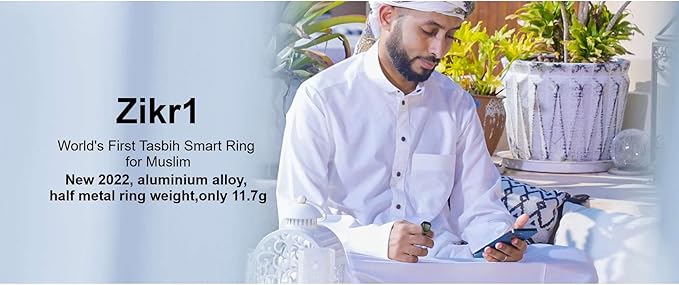 Iqibla Smart Tasbih Zikr Ring 20 MM - BLACK - Image 2