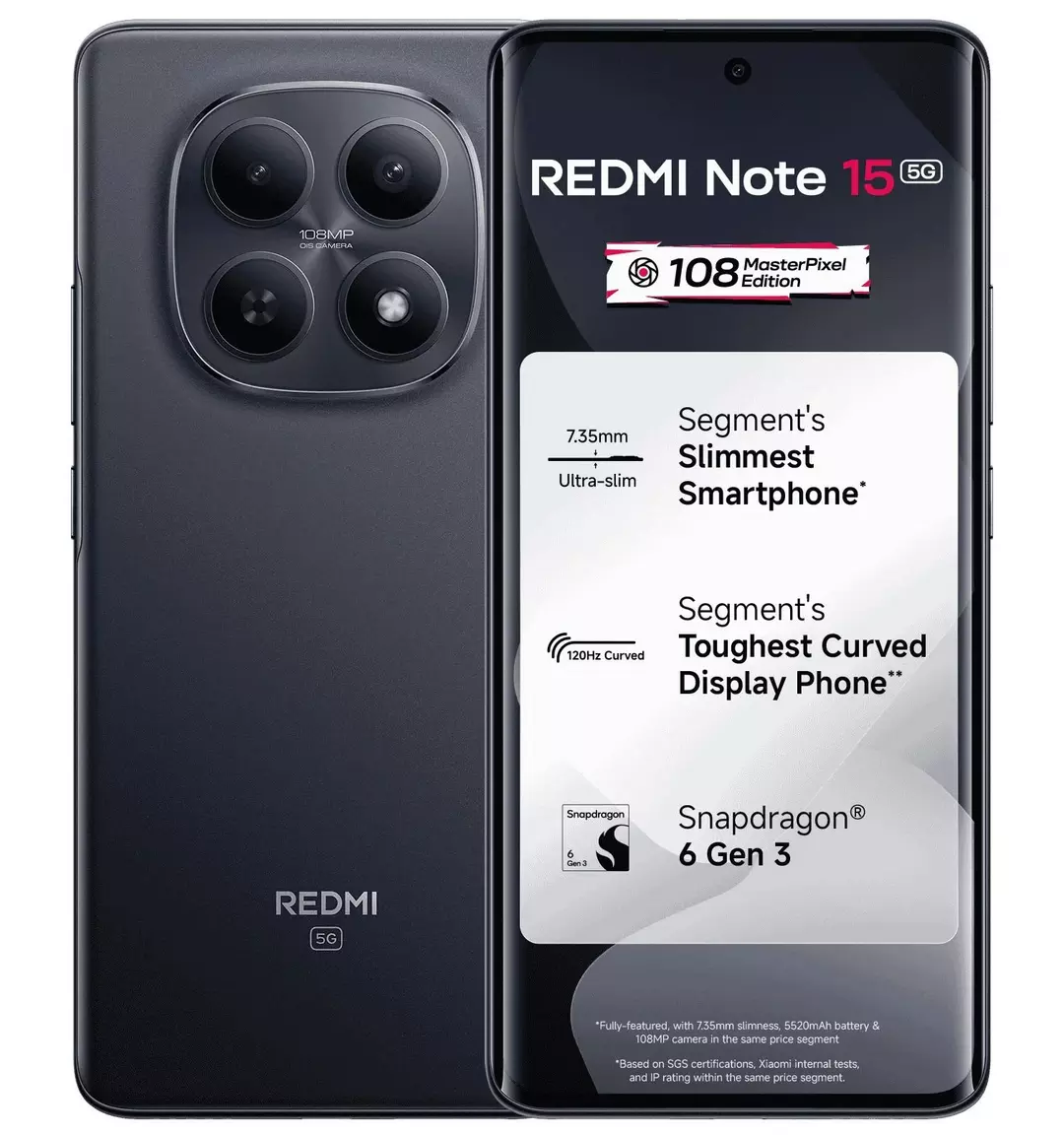Xiaomi Redmi Note 15 (8GB / 256GB) 5G Phone 6.77 AMOLED display - Black