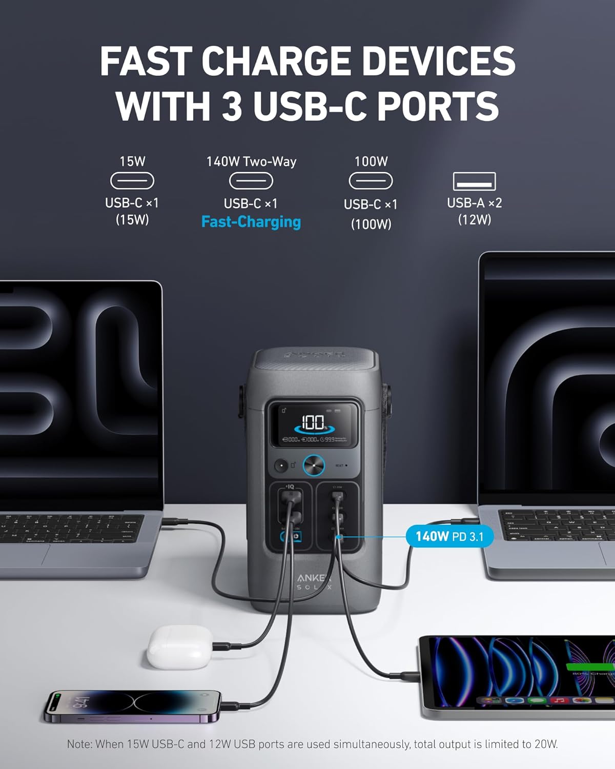 Anker Solix C200 DC Portable Power Station 60000MAH 200W - Gray - Image 3