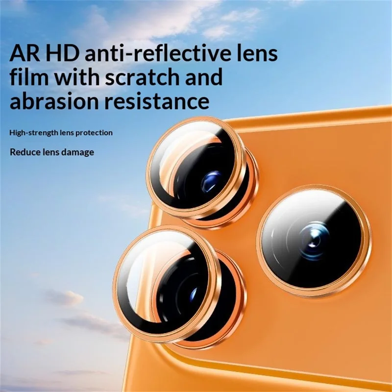 YESIDO WB62 for iPhone 17 Pro Max / 17 Pro Camera Lens Protector with Metal Frame AF AR Lens Film with 9H Hardness Anti-Fingerprint - orange - Image 2
