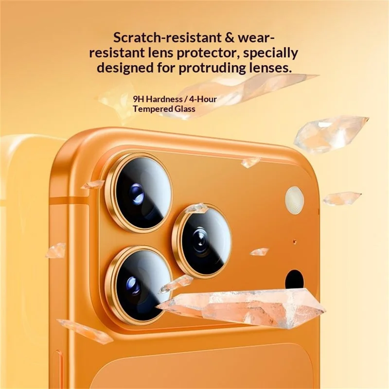YESIDO WB62 for iPhone 17 Pro Max / 17 Pro Camera Lens Protector with Metal Frame AF AR Lens Film with 9H Hardness Anti-Fingerprint - orange - Image 5
