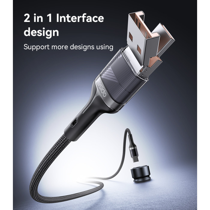 Yesido CA165C 2 in 1 60W Fast Charging High-density Braided Body USB/Type-C To Type-C Data Cable - Image 4
