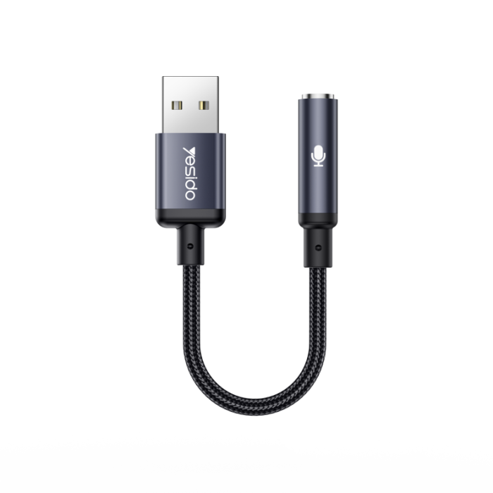 Yesido YAU46 Aluminum Alloy USB to 3.5MM High Ficelity Sound 48KHZ High Sampling Audio Cable