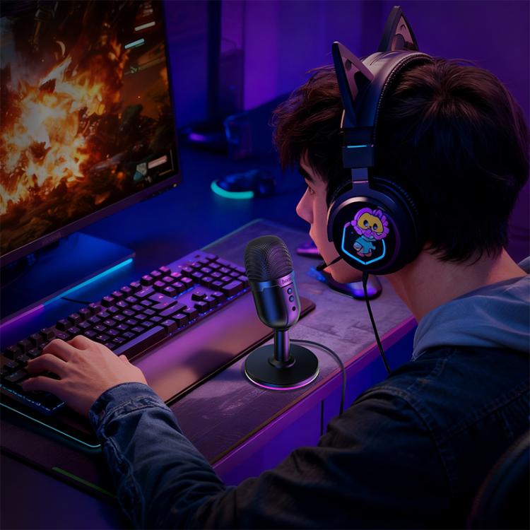 Hoco L25 Bright USB-A Port RGB Desktop Microphone - Image 4