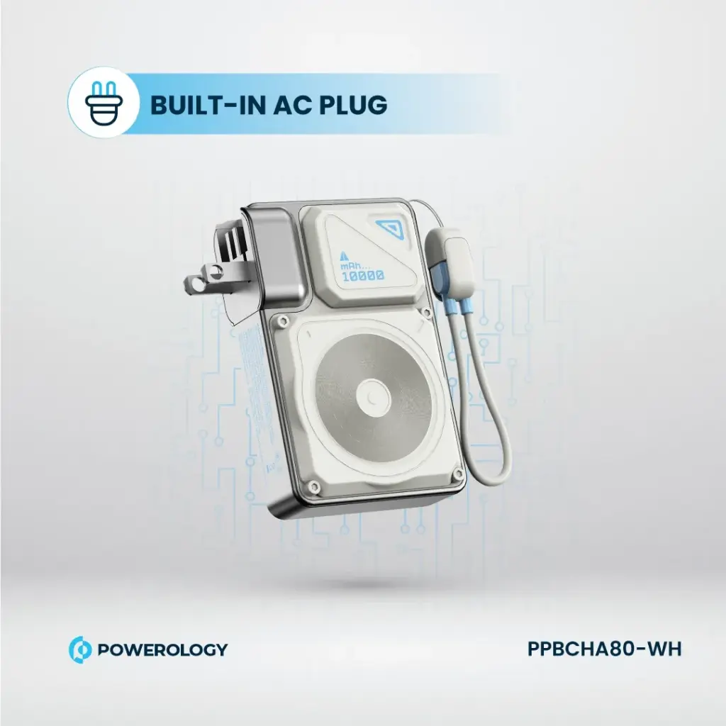 Powerology 10000mAh Wall Charger MagSafe Power Bank - White - Image 4