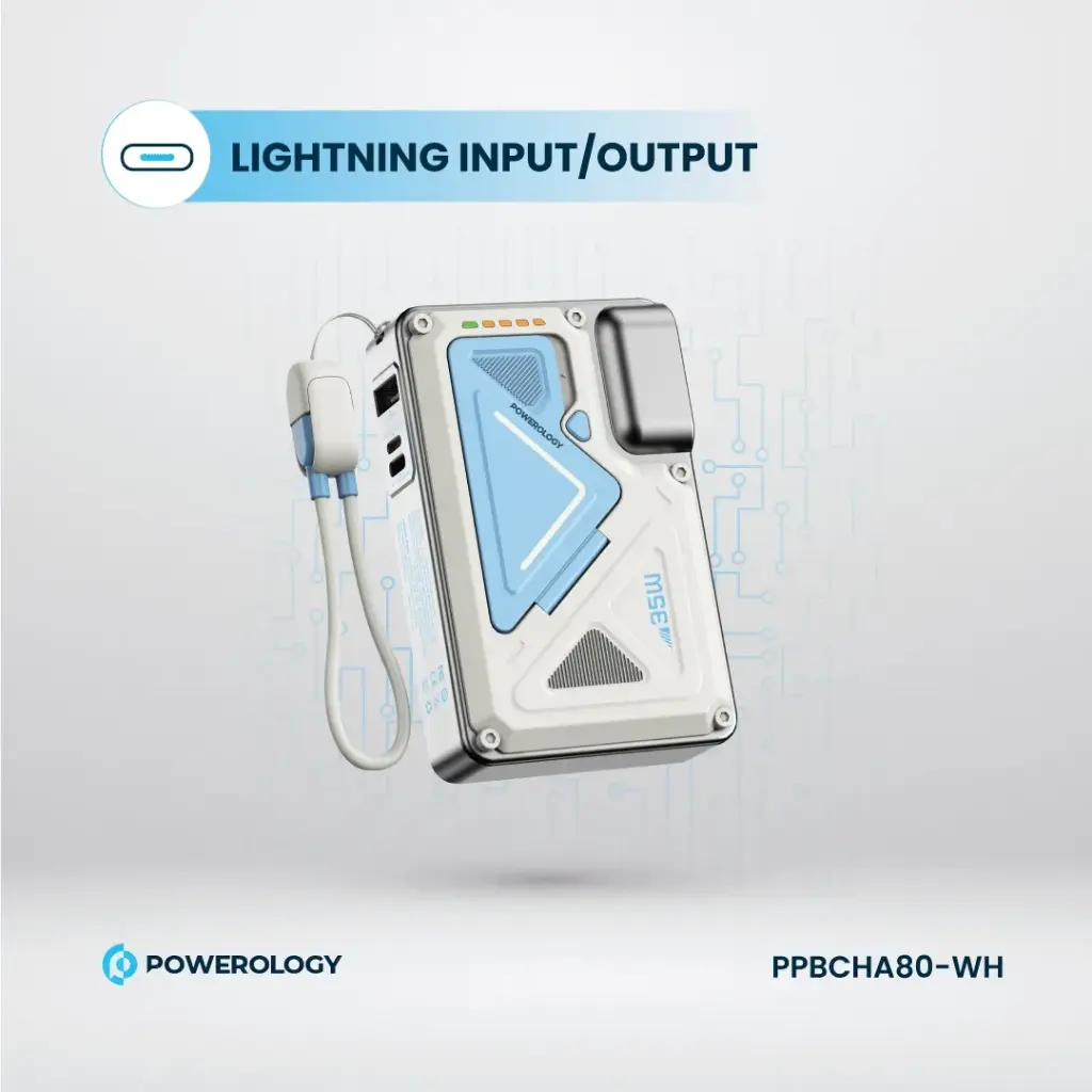 Powerology 10000mAh Wall Charger MagSafe Power Bank - White - Image 7