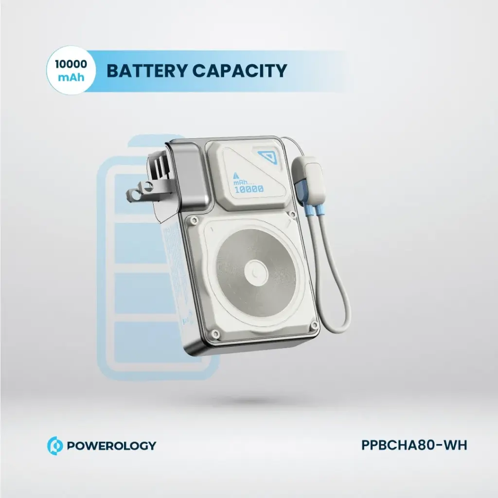 Powerology 10000mAh Wall Charger MagSafe Power Bank - White - Image 8