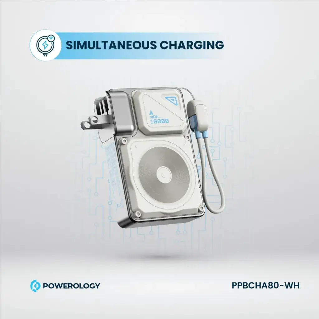 Powerology 10000mAh Wall Charger MagSafe Power Bank - White - Image 9