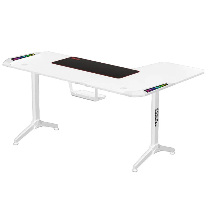 Twisted Minds Corner Gaming Desk, Left - White - TM-Y-LW-RGB