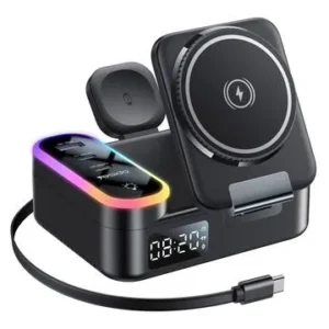 Yesido DS38 8-in-1 Magnetic Wireless Charging Station with Digital Clock 65W - Black