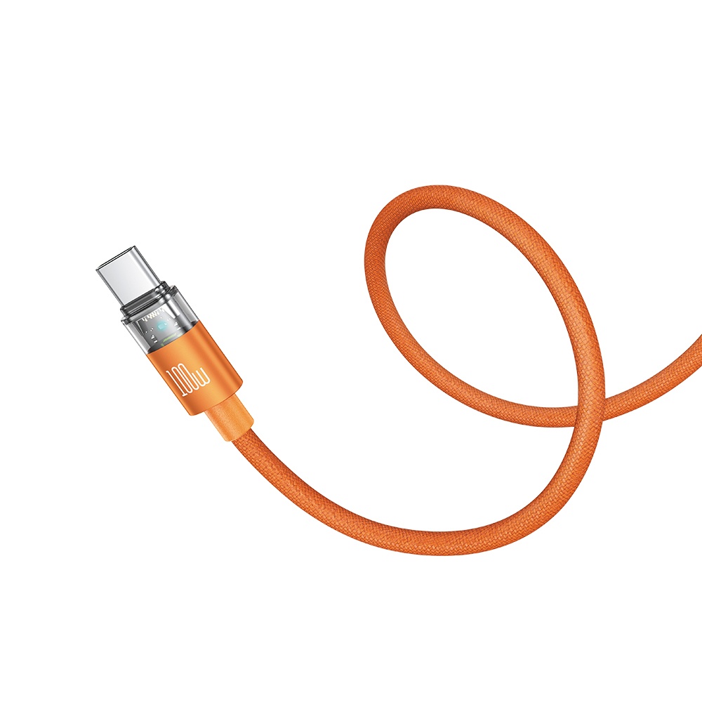 Mcdodo CA-5585 100W Type-C to Type-C Clear Charging Cable with Light, 1.5m - Orange - Image 2