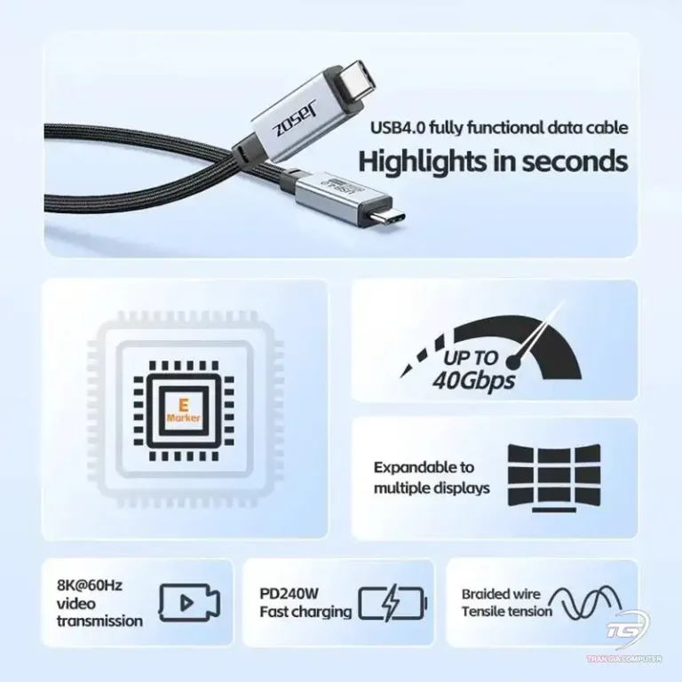 Jasoz D119 1.5M USB4 data cable with USB-C connectors, supporting 8K resolution - Image 3