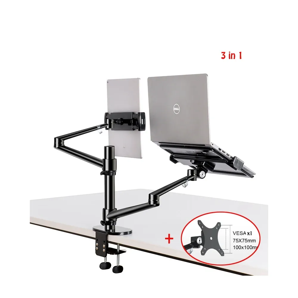 Gamvity Height Adjustable Universal Tablet and Laptop Mount Monitor Stand Arm OL-3T - Black - Image 2