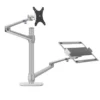 Gamvity OLL-3L Aluminum 2 in 1 Monitor Arm, Laptop Stand 17 - 27, Each Arm upto 6 KG - Silver