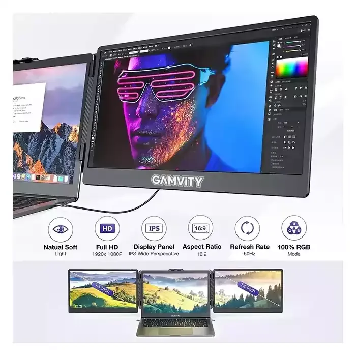 Gamvity S2 Triple Laptop Screen Extender 14 Fhd 1080p Ips Dual Portable Monitor For Laptop - Image 2