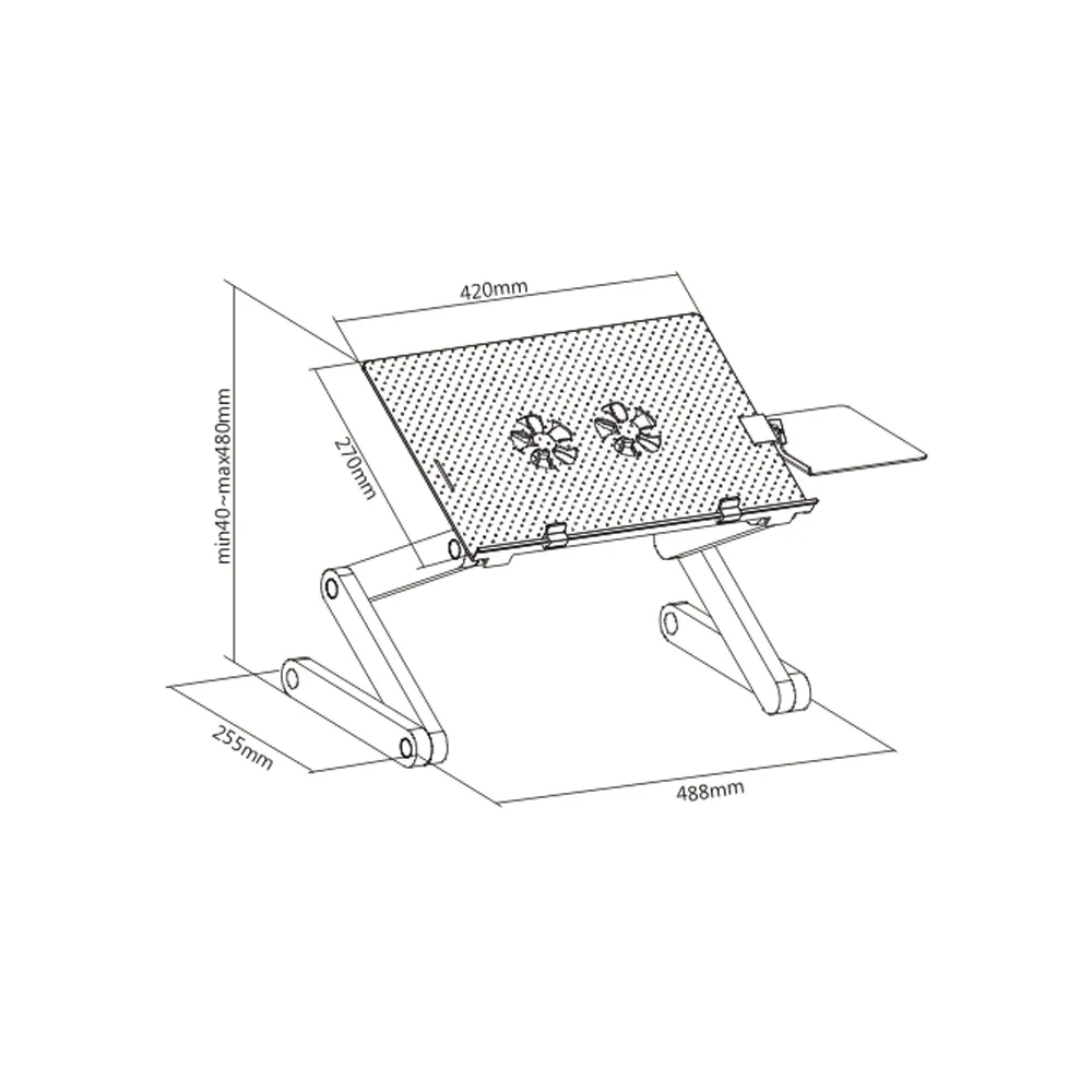 Lumi Height Adjustable Ventilated Laptop Desk with Mouse Pad Side Mount & Cooling Fan LPD03-4 - Image 5