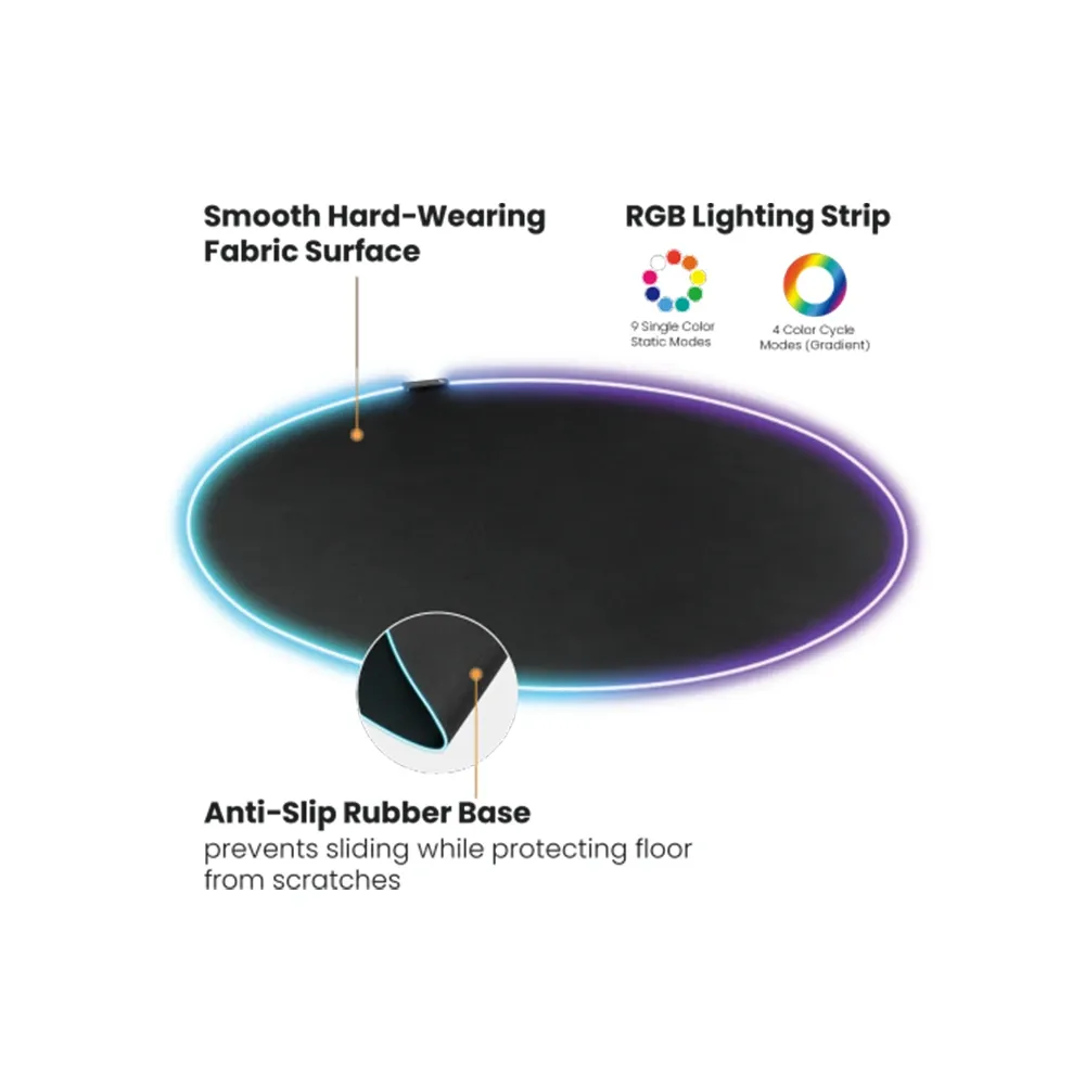 Lumi Rounded Gaming Chair Mat with RGB Light Strip MP06-11 - Image 3
