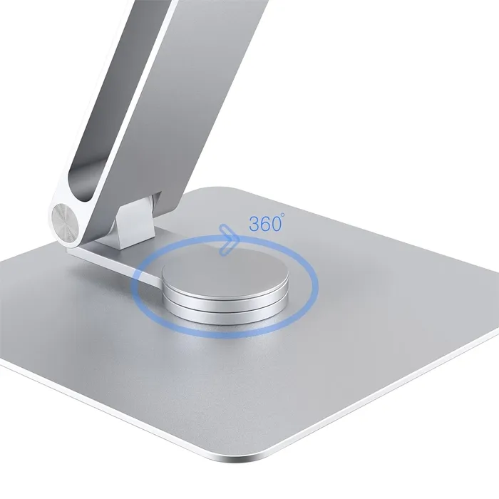 Rotatable 360° Adjustable Book Tablet & Laptop Stand Holder - Wood Brown Aluminum Body - Image 3