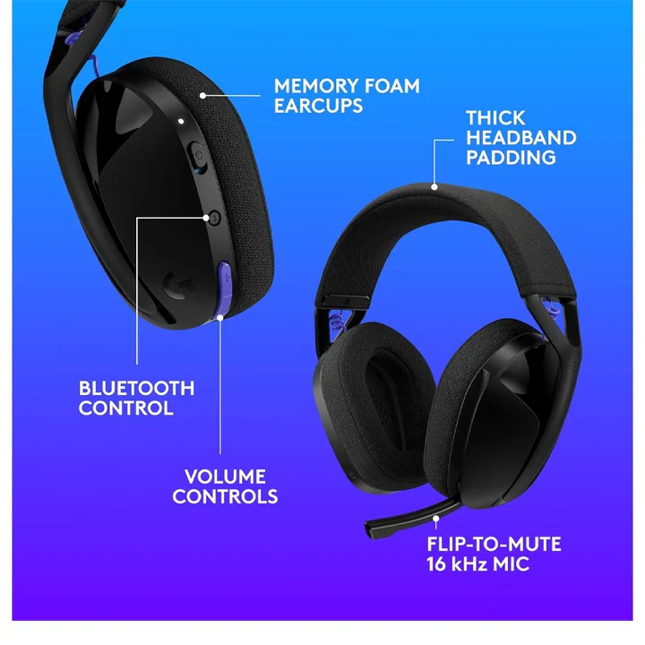 Logitech G321 LIGHTSPEED Wireless Bluetooth Gaming Headset, Dynamic Comfort and Fit - Black - Image 3