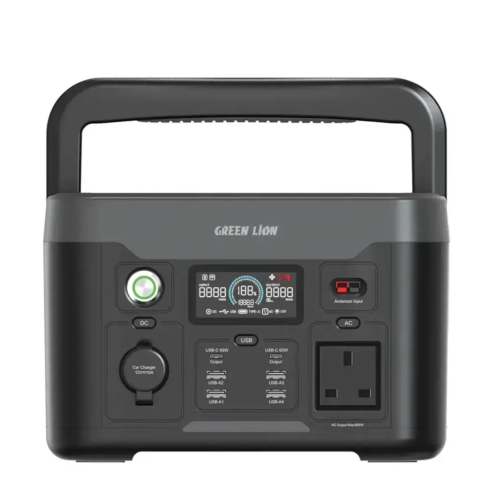 Green Lion PGX600 Power Station with 307.2Wh & 12000mAh LiFePO4 Battery - Black