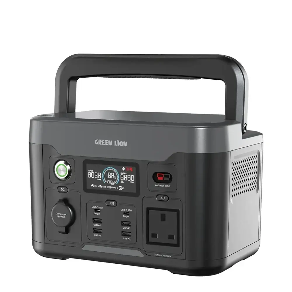 Green Lion PGX600 Power Station with 307.2Wh & 12000mAh LiFePO4 Battery - Black - Image 2